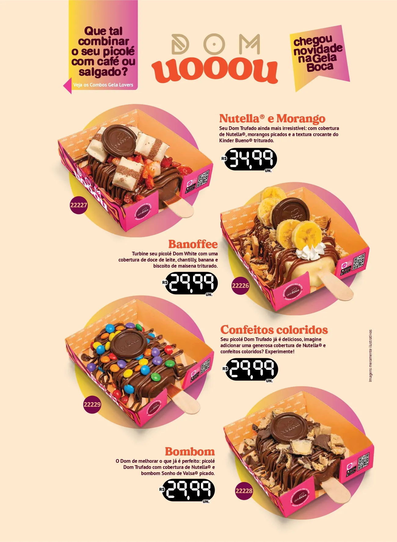 Dom Uoooou: picolé Dom Trufado com coberturas de Nutella, banoffee, confeitos e bombom